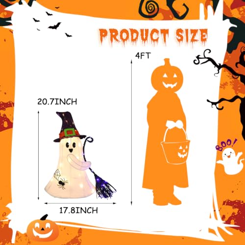 Lighted Halloween Ghost Witch Porch Decoration - White, 21 Inches