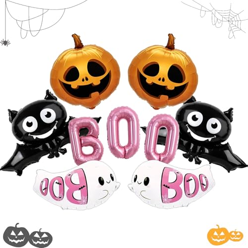 Halloween Boo Decoration 9pcs Balloon Set - Ghost Bat Pumpkin Foil Balloons