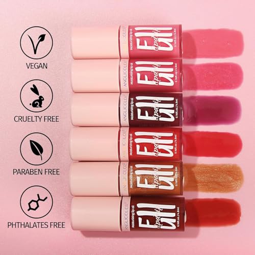 Anglicolor 2PC Lip Oil & Metallic Glitter Pink Lipstick - Gaia+15