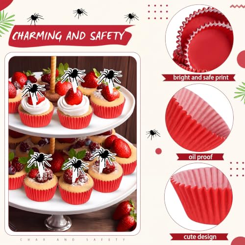 Vesici Spider Web Cupcake Liners and Toppers Set - Halloween Baking Supplies