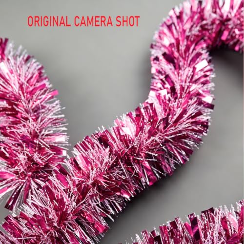 Rose Christmas Tinsel Garland 33 Ft Metallic Foil Decorations for Holiday & Party