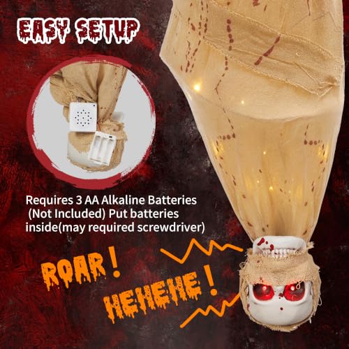 70-Inch Hanging Mummy Skeleton Halloween Decoration - Animated & Sound-Activated