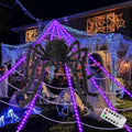 Giant Luminous Spider Web Halloween Decorations Lights with Spider & Remote