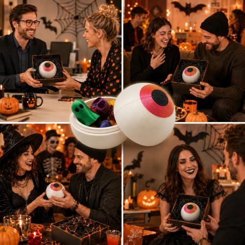 Halloween Glow-in-the-Dark Eyeball and Mini Ghosts & Skulls Figurines Set
