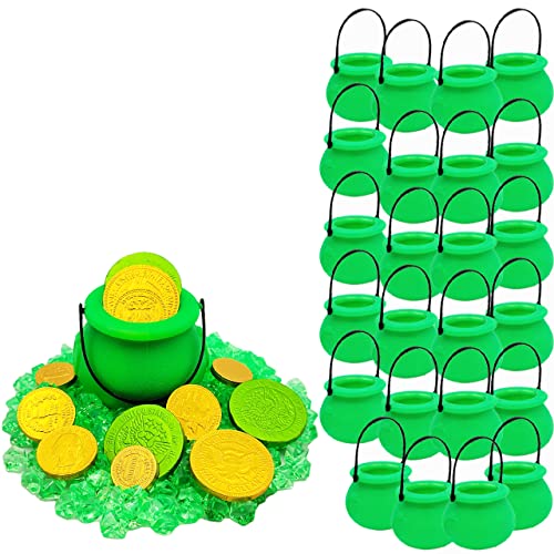 24-Pack Green Candy Cauldron Kettles Party Supplies for St. Patrick's Halloween
