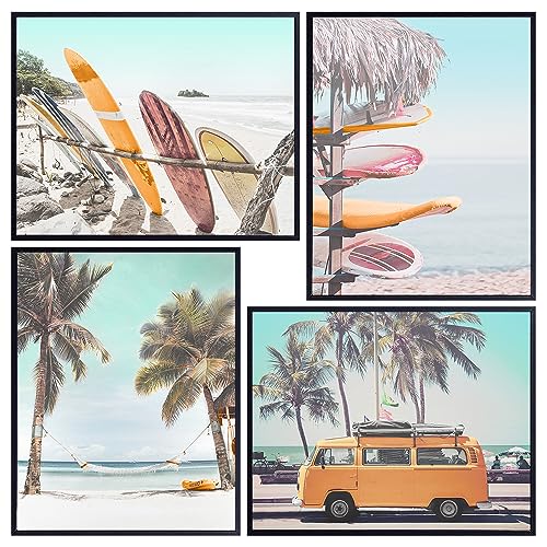Yellowbird Art & Design Coastal Wall Art 11x14 Ocean & Beach Decor - Tropical Nautical Print - Summer Beach Theme Wall Hanging - Palm Tree & Sea Scene