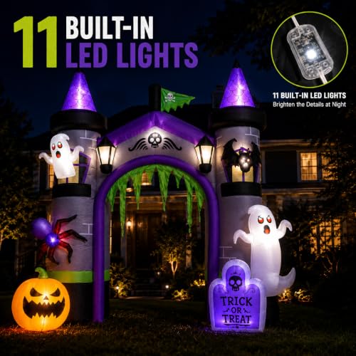 Castle Arch Inflatable Halloween Decoration - 12.5 Ft Large Blow Up Haunted Entrance - Variation: Castle Arch