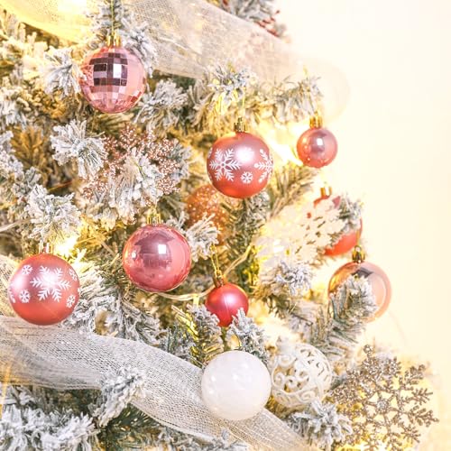 95Pcs Christmas Ornament Set - Rose Gold Holiday Tree Decorations & Gift Package