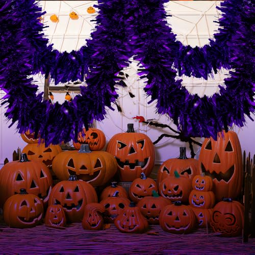 33ft Purple Christmas Tinsel Garland - Holiday Decor for Trees, Fireplace & More