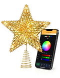 Gold Christmas Tree Topper Star with RGB LED Lights, 9 Inch Smart Remote & App Control