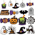 Halloween Tree Ornaments Set - 36 Wooden Decorations with Ropes - Halloween