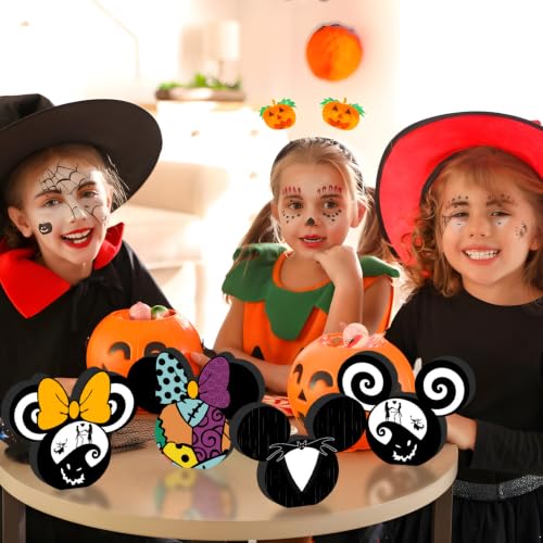 Halloween Wooden Table Decorations Set - 4pcs Spooky Tiered Tray Centerpieces
