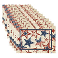 Patriotic 4th of July Placemat Set - Stars & Stripes 12x18 Inch Beige, Pack of 4