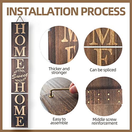 47 Inch Rustic Wooden Home Sweet Home Sign for Front Door & Porch Decoration - Brown Variation
