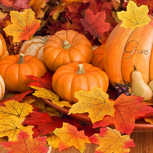 Fall Leaves Decor Set - Artificial Maple Leaves for Wreaths Bouquets & Holiday Crafts, 300 Pieces