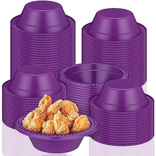 Purple Disposable Plastic Bowls for Parties - 100 Pack, 12oz