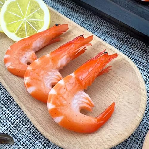 Artificial Red Shrimp Decor - 6 Pcs Realistic Seafood Model for Kitchen & Party