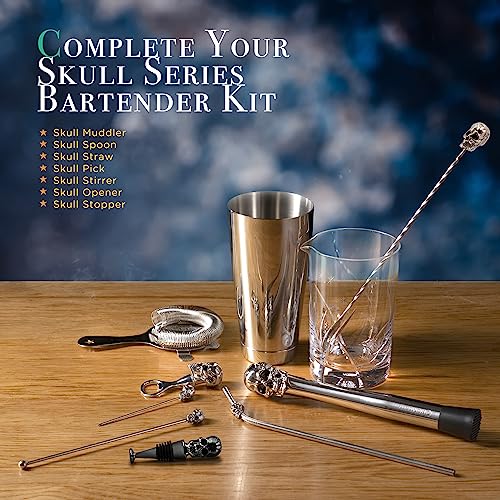 Homestia Skull Silver Cocktail Muddler Set - Halloween Gothic Barware