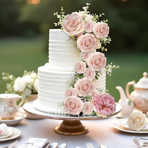 Pink Wedding Artificial Flowers Set with Stems for Bouquets & Decor - Variation Pink2