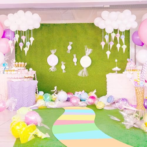 Candy Themed Floor Runner - Pastel Style Macaron Candy Party Decor, 118 x 39 inches