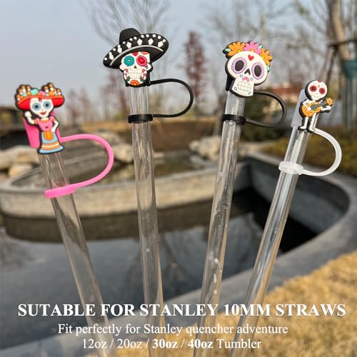 Silicone Straw Covers for Stanley Cup - Sugar Skull Design - Variation: Skull