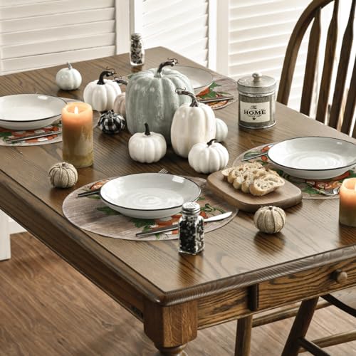 Round Wood Pumpkins Fall Placemats Set of 4 - 14 Inch - Artoid Mode