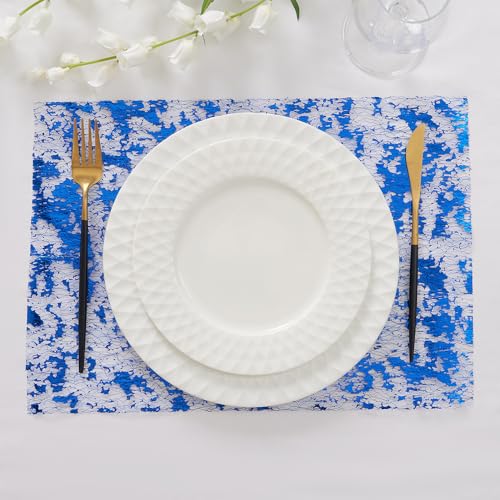 Royal Blue Table Runner 2 Pieces 11x108 Inches Glitter Gold Mesh Polyester
