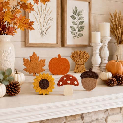 Fall Decor Leaf Pumpkin Sunflower Acorn Set - Rustic Autumn Home Decorations