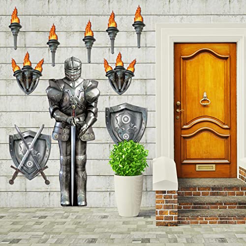 Medieval Party Decorations Set - 20 Pieces Knight Shields Torches & Armor