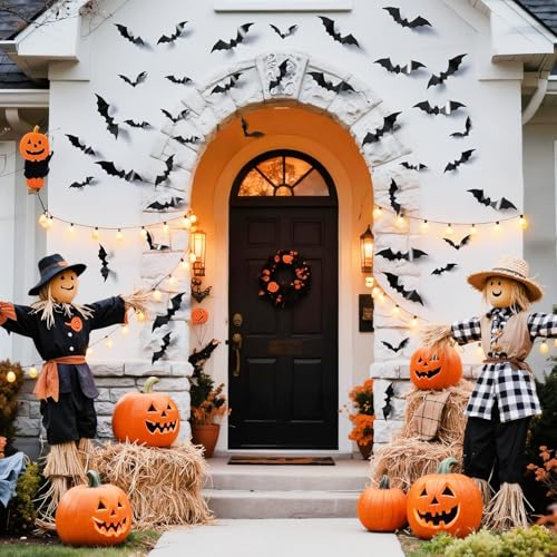 72 Pcs Halloween 3D Bat Wall Decals Waterproof Indoor Outdoor Decor