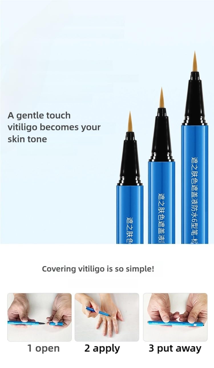 ZHEHZI vitiligo cover pen concealer, Waterproof Long-Lasting 3-7 Days Face &Hands&legs& Body Coverage full coverage and suitable for all kind of skin, 3.5g (light skin, face and body）