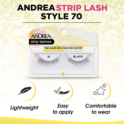 False Eyelashes 70 Flirty Style - Black, Reusable Strip Lashes 4-Pack
