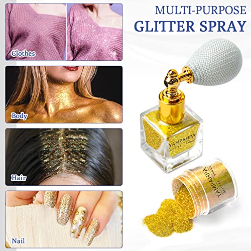 Gold Body Glitter Spray with Refill Bottle - Hair & Body Sparkle Set