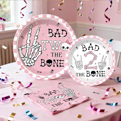 Girl Birthday Party Decorations Set with Skull Banner and Tableware - Serves 20