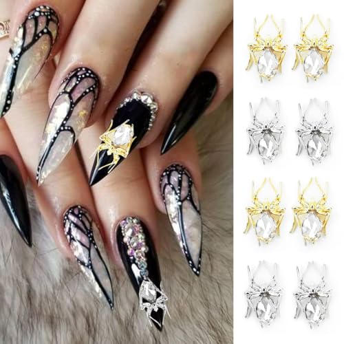 Halloween Spider Nail Charms Set - Gold Silver Alloy Rhinestones for Acrylic Nails & DIY Decor - Variation: Gold Silver Spider