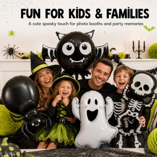Halloween Foil Balloon Set - Ghost Spider Skeleton Bat Decorations for Party