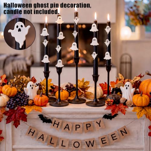 Halloween Ghost Metal Candle Pins - Set of 60 Ghostly Candle Holders - Variation: Ghost