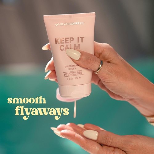 Beachwaver Co. Keep It Calm Smoothing Cream - Anti-Frizz Styling Cream 3.8 Oz | Vegan Bond Multiplier, Polynesian Pink Sugar (Pack of 2)