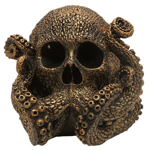 Marine Life Skull Octopus Metal Figurine - Unique Home Decor Gift
