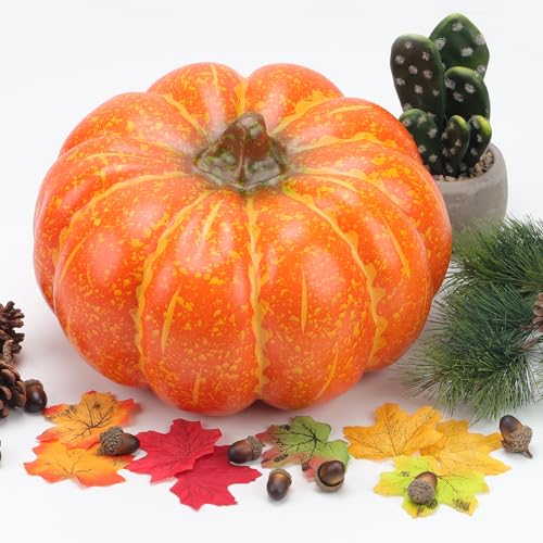 Gresorth 11.8 Inch Artificial Large Pumpkin Fake Orange - 1 Pc