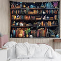 Multicolor Magic Bookshelf Tapestry Wall Hanging - Halloween Witchy Decor 40x60 Inches