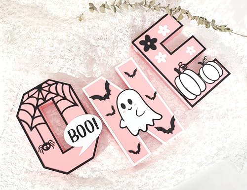 Halloween Wooden Sign - Pink 'ONE' Letter Table Decoration for Baby Girl Birthday