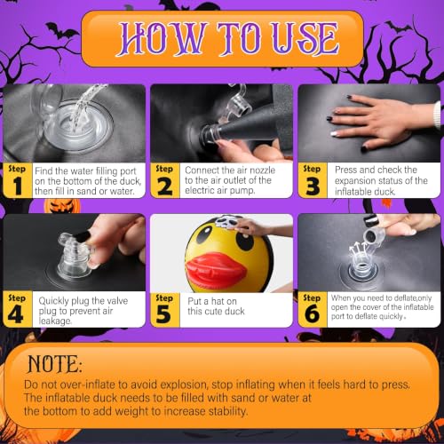 Halloween Skeleton Duck Inflatable Yard Decor - 4.6ft Giant Blow-up Pool Float - Bone Duck Variation
