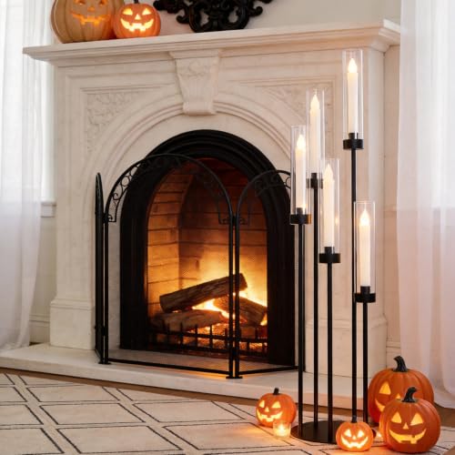 Tall Matte Black Candle Holder with Acrylic Shades - 39.8" 5 Arm Candelabra - Variation of THIS listing: Black / 1pcs