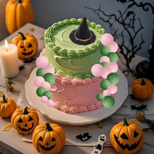 Witch Theme Cake Topper Set with Hat Crown & Balloons for Halloween & Birthday