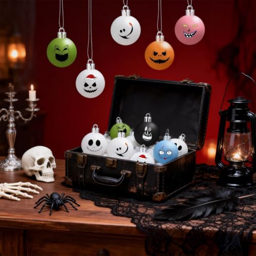 Halloween & Christmas Ornaments Balls Set - Spooky Festive Decor 24 Pack