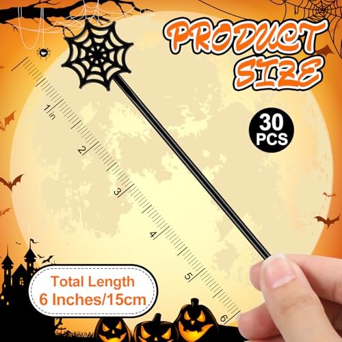 Halloween Spider Web Drink Stirrers - 30 Pcs Fall Cocktail & Hot Beverage Swizzle Sticks