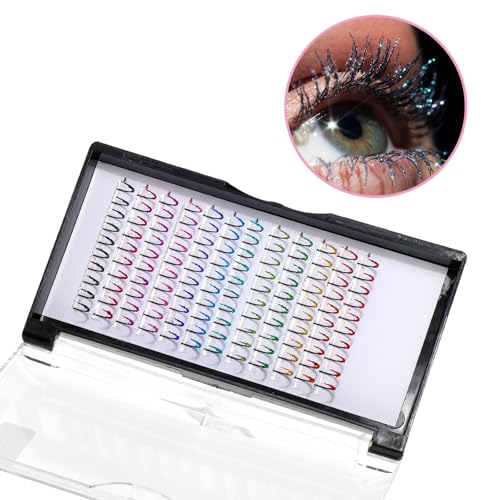 Laser Colorful Glitter Lash Extensions - 120 Pcs Multi-Color Individual Clusters for DIY & Professional Makeup