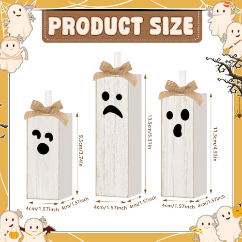 Ghost Face Wooden Tiered Tray Decor - Pink Ghost Boo Set, 3 Pack