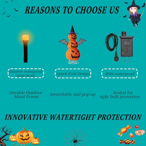 Outdoor 37-Inch Collapsible Pumpkin Man with LED Lights for Halloween Yard Decor